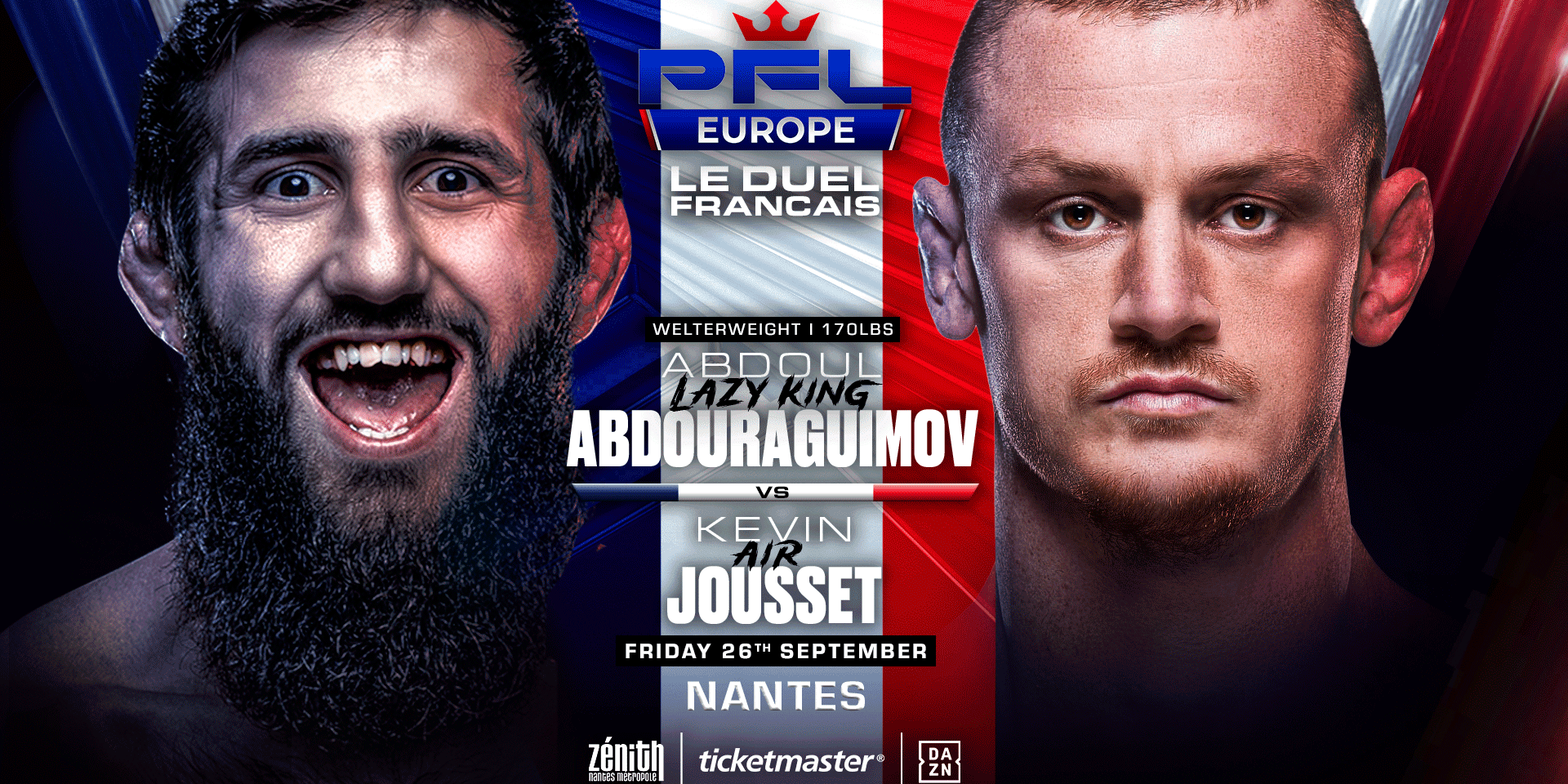 ABDOUL ABDOURAGUIMOV TO FACE KEVIN JOUSSET IN PFL EUROPE NANTES MAIN EVENT AT THE ZENITH NANTES METROPOLE ON SEPT 26