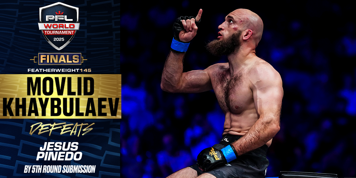 Movlid Khaybulaev takes down his competition and becomes two-time PFL Featherweight Tournament Champion