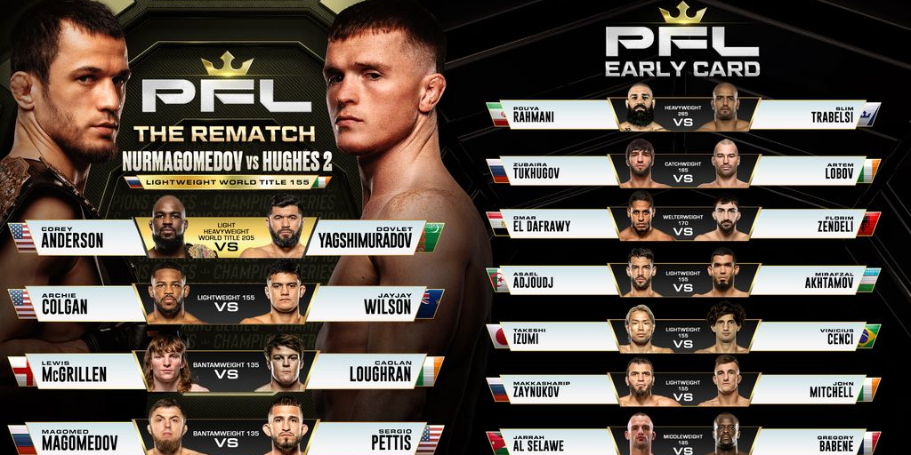 FULL CARD FOR PFL CHAMPIONS SERIES: ROAD TO DUBAI - THE REMATCH ON OCT. 3 UNVEILED