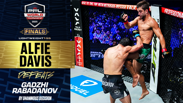 Alfie Davis prevents repeat, pulls off upset decision to become 2025 PFL World Tournament Lightweight Champion thumbnail