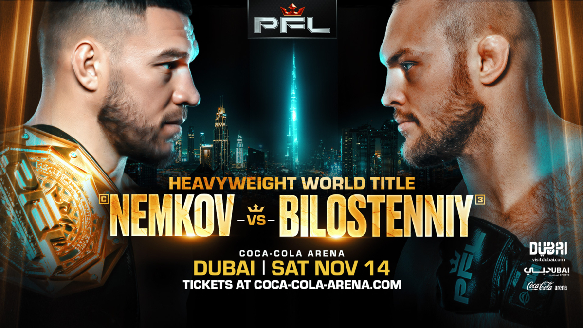 HEAVYWEIGHT GOLD ON THE LINE AS VADIM NEMKOV DEFENDS HIS PFL WORLD TITLE AGAINST SERGEI BILOSTENNIY AT PFL DUBAI thumbnail